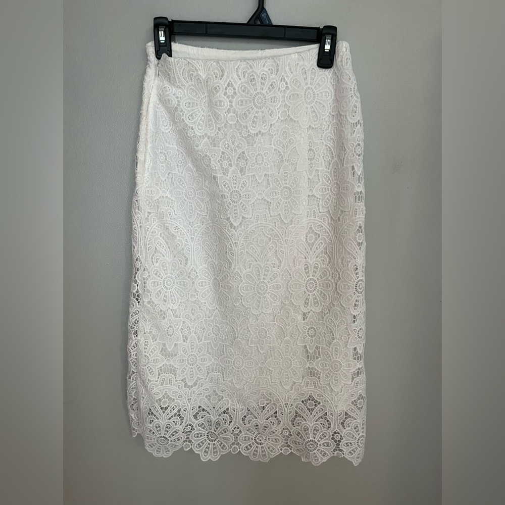 Abercrombie & Fitch White Lace Midi Skirt